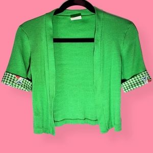 Vintage Green & Houndstooth Accent Cuffs Jacket